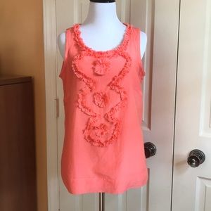 J. Crew Coral Ruffle Flowers Blouse Top. Size 4